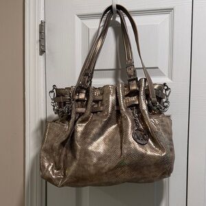 Michael Kors Metallic Bronze Chain-Accent Shoulder Bag